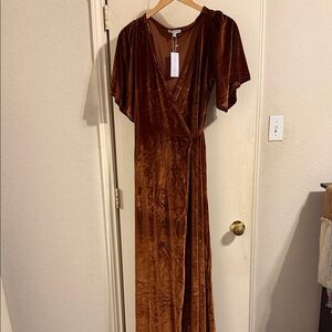 Baltic Born Elegant Bronze Velvet Wrap Dress NWT